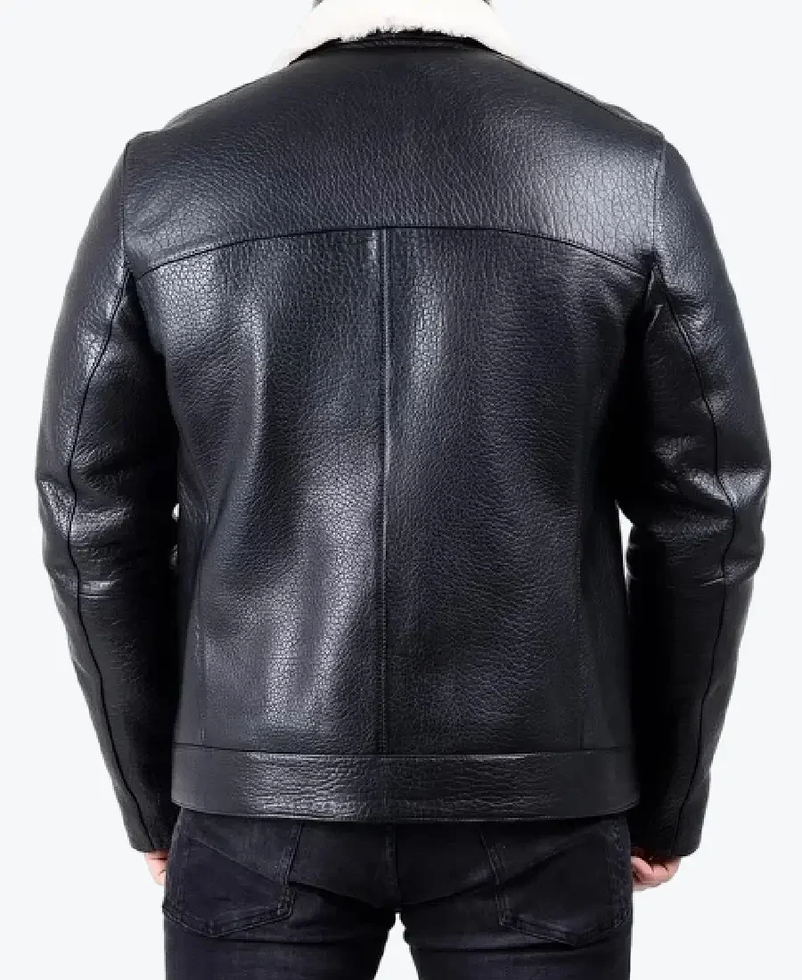 Shop The Men’s White Faux Fur Black Leather Jacket Back Rare Jacket