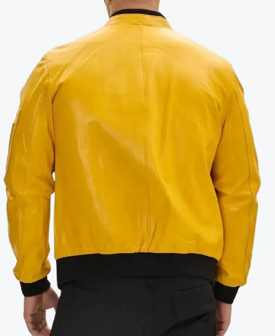 Shop The Mens Yellow Lambskin Leather Bomber Jackets Rare Jacket