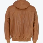 Shop The Michael Mens Tan Bomber Hooded Leather Jackets Rare Jacket