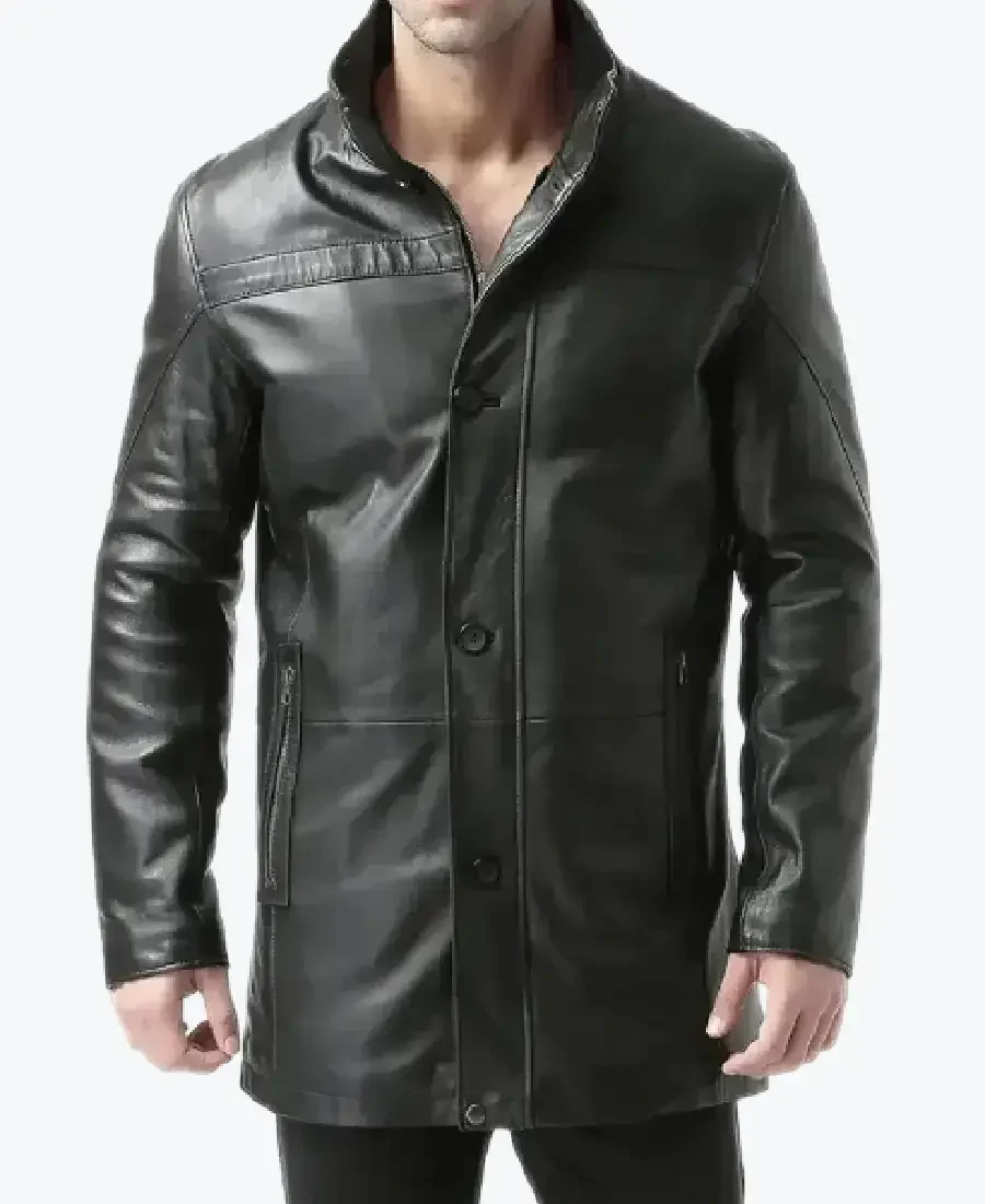 Shop The Murphy Men's Real Lambskin Black Leather Car Coat - Rare Jackets