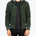 Shop The Nintenzo Green Hooded Suede Bomber Jacket - Rare Jackets