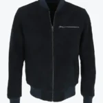 Shop The Noah Mens Navy Blue Suede Bomber Jacket - Rare Jackets