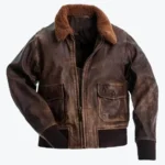 Shop The Paul Men’s Distressed Brown G-1 Bomber Leather Jacket - Rare Jackets