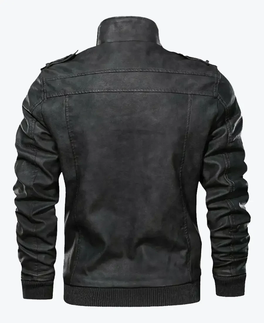Shop The Quint Men’s Black Hooded Bomber Leather Jacket