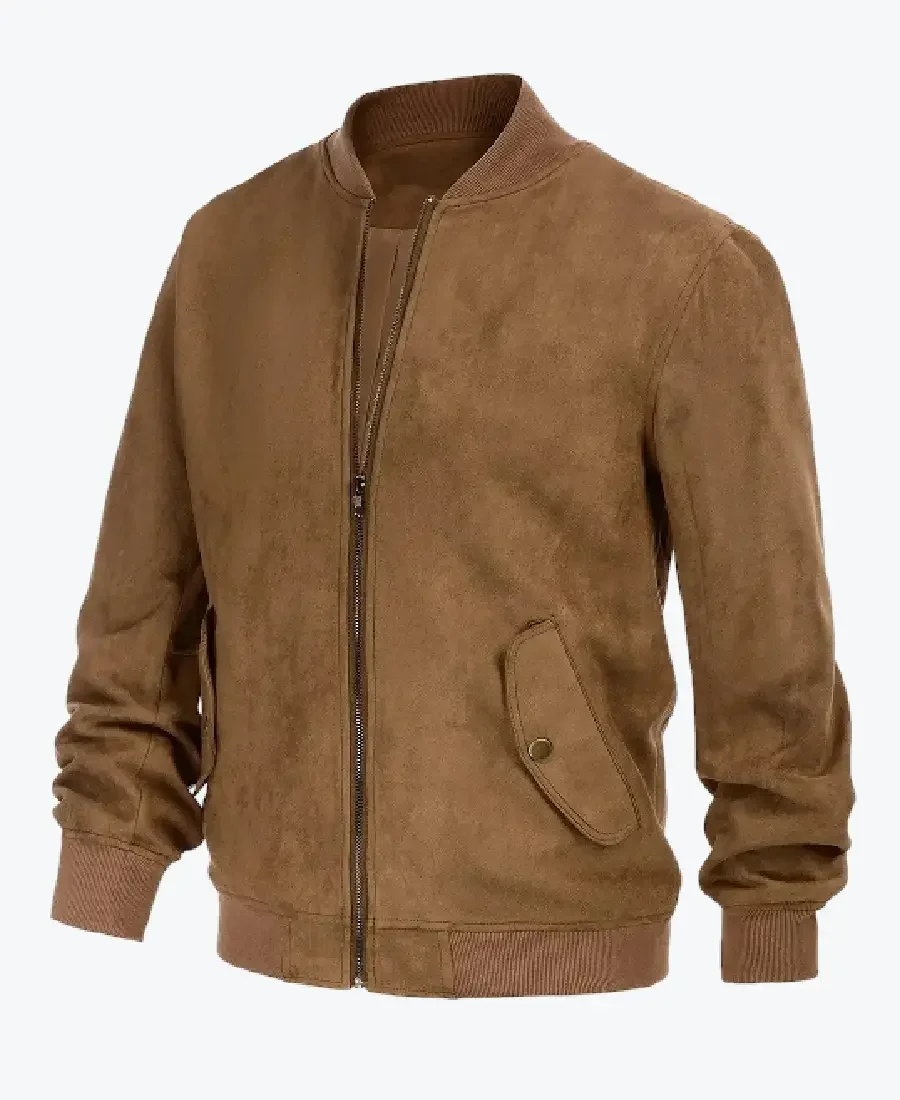 Shop The Reginald Mens Brown Bomber Suede Leather Jacket - Rare Jackets