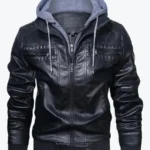 Shop The Rommy Black Hooded Leather Bomber Jacket - Rare Jackets