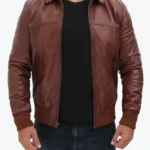 Shop The Ronald Men’s Distressed Brown Bomber Leather Jacket - Rare Jackets