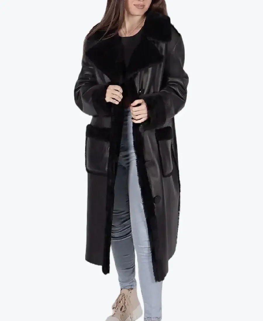 Shop The Saldana Shearling Long Coat - Rare Jackets