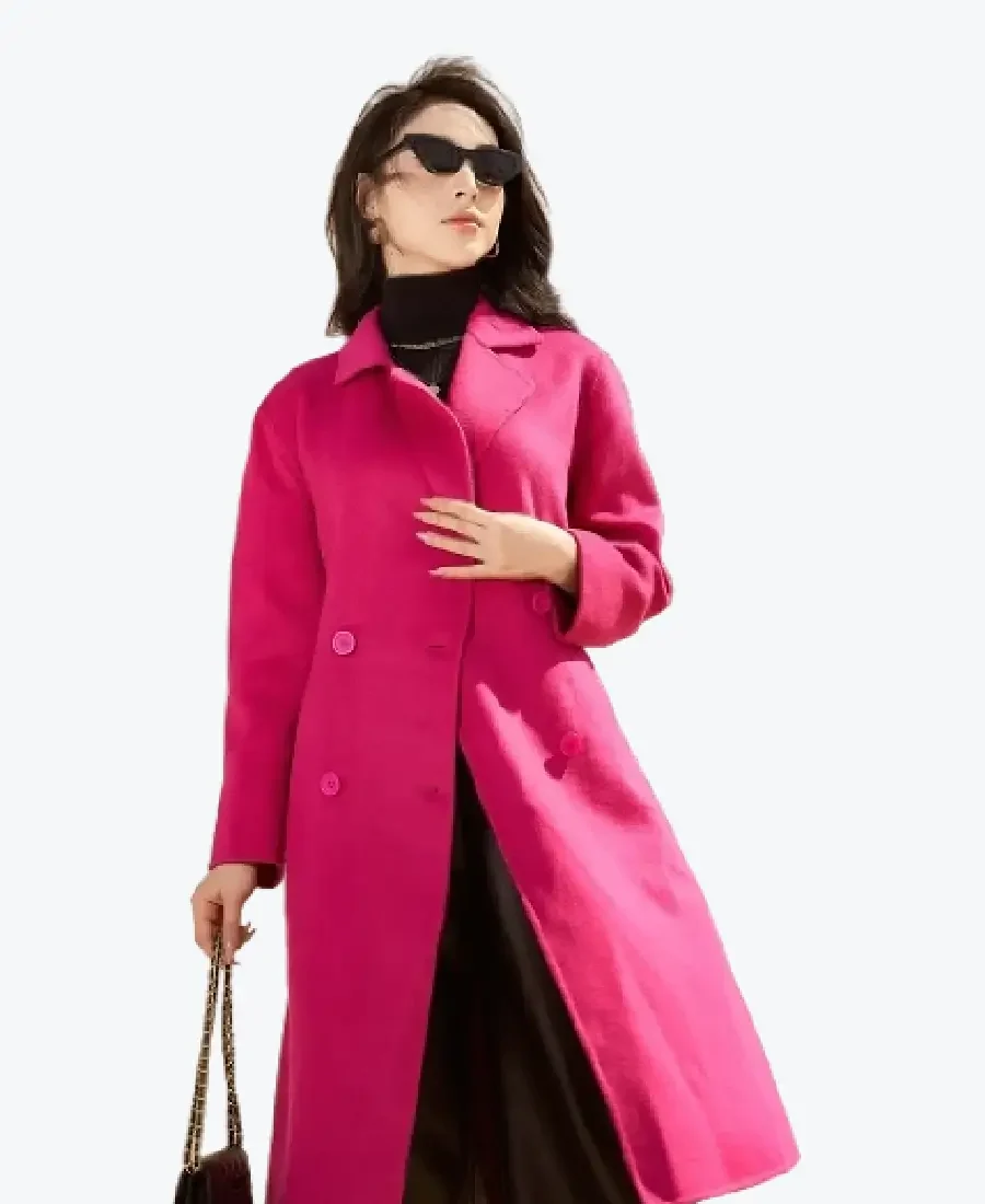 Shop The Sixdo Double Breasted Pink Long Coat - Rare Jackets