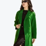 Shop The Sixdo Green Peak Lapel Neck Long Coat - Rare Jackets