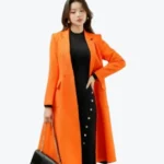Shop The Sixdo Orange Long Woven Coat - Rare Jackets