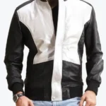 Shop The Spade White Black Leather Bomber Jacket - Rare Jackets