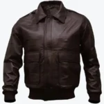 Shop The Stuart Men’s Dark Brown A-2 Bomber Leather Jacket - Rare Jackets