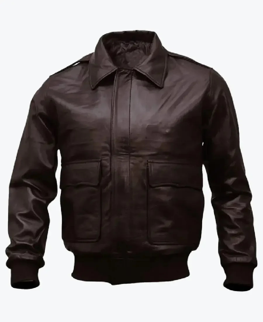 Shop The Stuart Men’s Dark Brown A-2 Bomber Leather Jacket - Rare Jackets