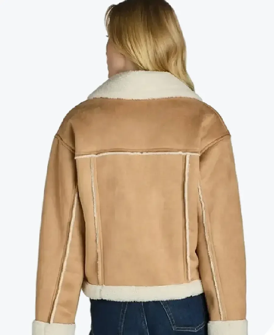 Shop The Time and Tru Bonded Faux Shearling Bomber Jacket Brown