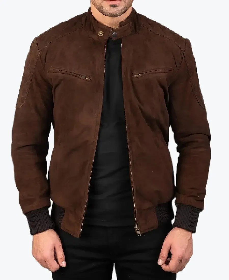 Shop The Trendy Sven Mocha Suede Bomber Jacket - Rare Jackets