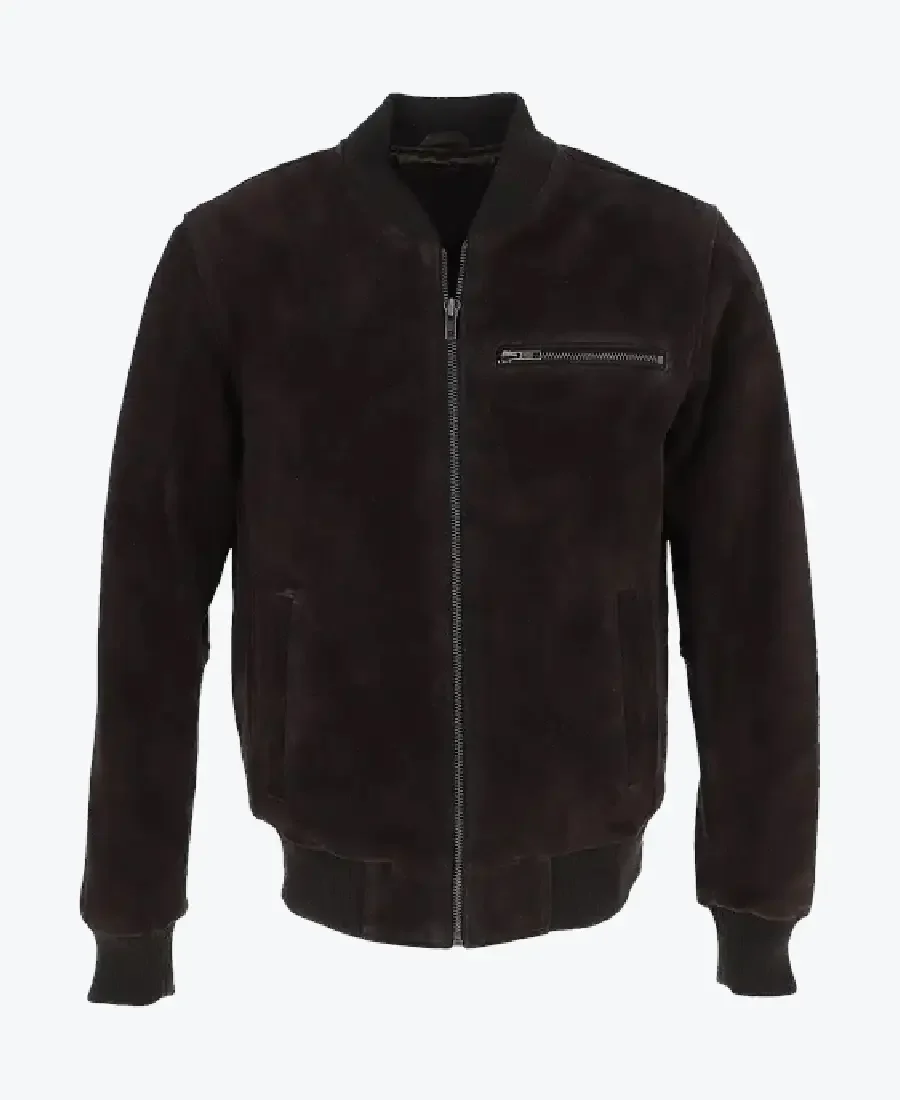 Shop The Trevor Mens Dark Brown Suede Bomber Jacket - Rare Jackets