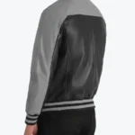 Shop The Venus Men’s Black and Grey Leather Varsity Jackets Rare Jacket