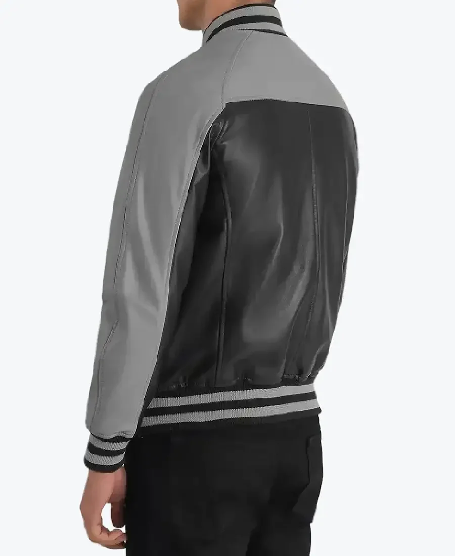Shop The Venus Men’s Black and Grey Leather Varsity Jackets Rare Jacket
