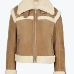 Shop The Vickie Women’s Brown Shearling Suede Aviator Jacket - Rare Jackets