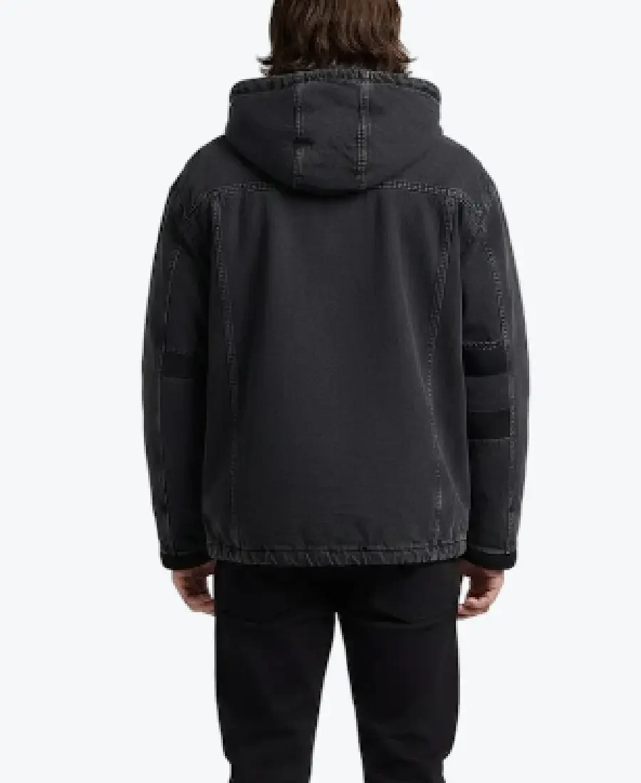 Shop The Vintage Energie Black Denim Hooded Jacket - Rare Jackets