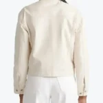 Shop The Women Cropped Cream Leather Shirt Jackets Rare Jacket
