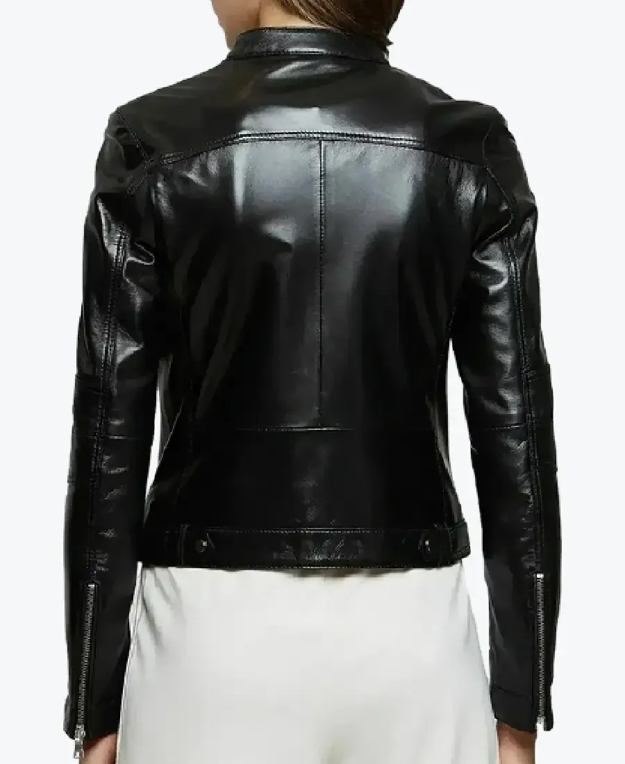 Shop The Women Ellen Black Moto Leather Jackets Rare Jacket