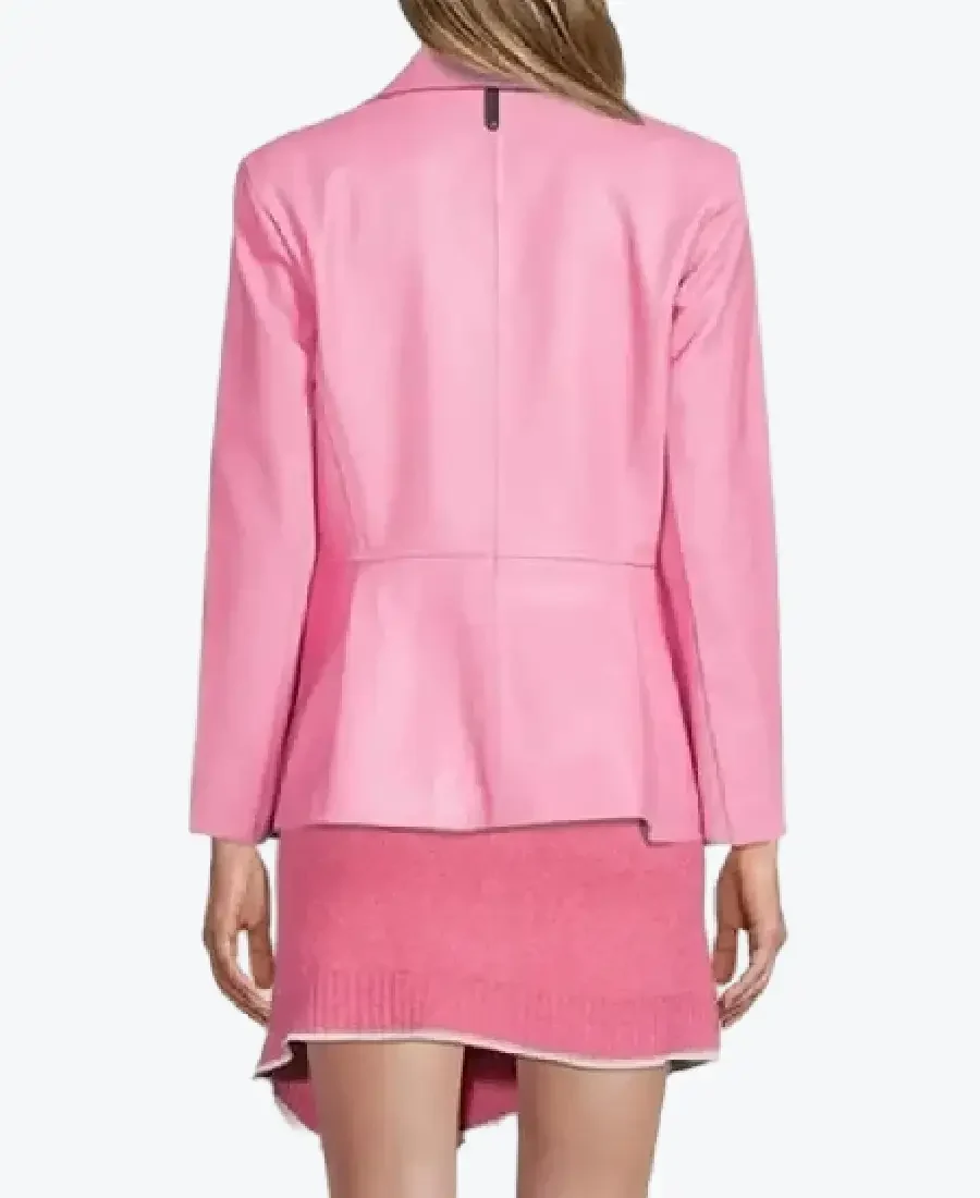 Shop The Women Peplum Pink Leather Jackets Rare Jacket