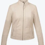 Shop The Women Reilly Cream Leather Jacket - Rare Jackets