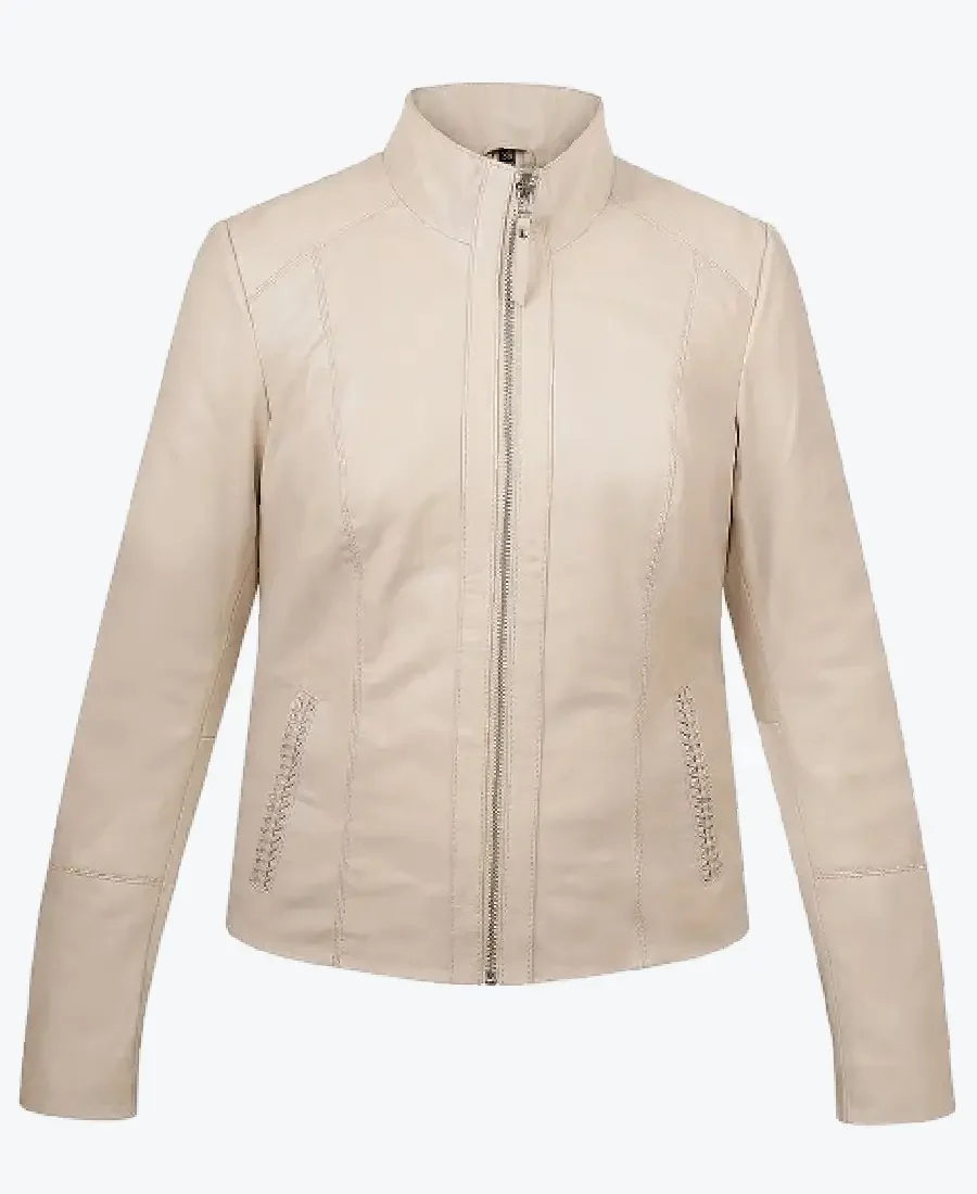 Shop The Women Reilly Cream Leather Jacket - Rare Jackets