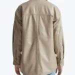 Shop The Women SImple Beige Leather Shirt Jackets Rare Jacket