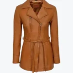 Shop The Women Tan Brown Leather Trench Coat - Rare Jackets