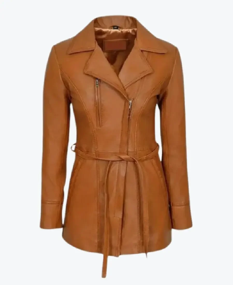 Shop The Women Tan Brown Leather Trench Coat - Rare Jackets