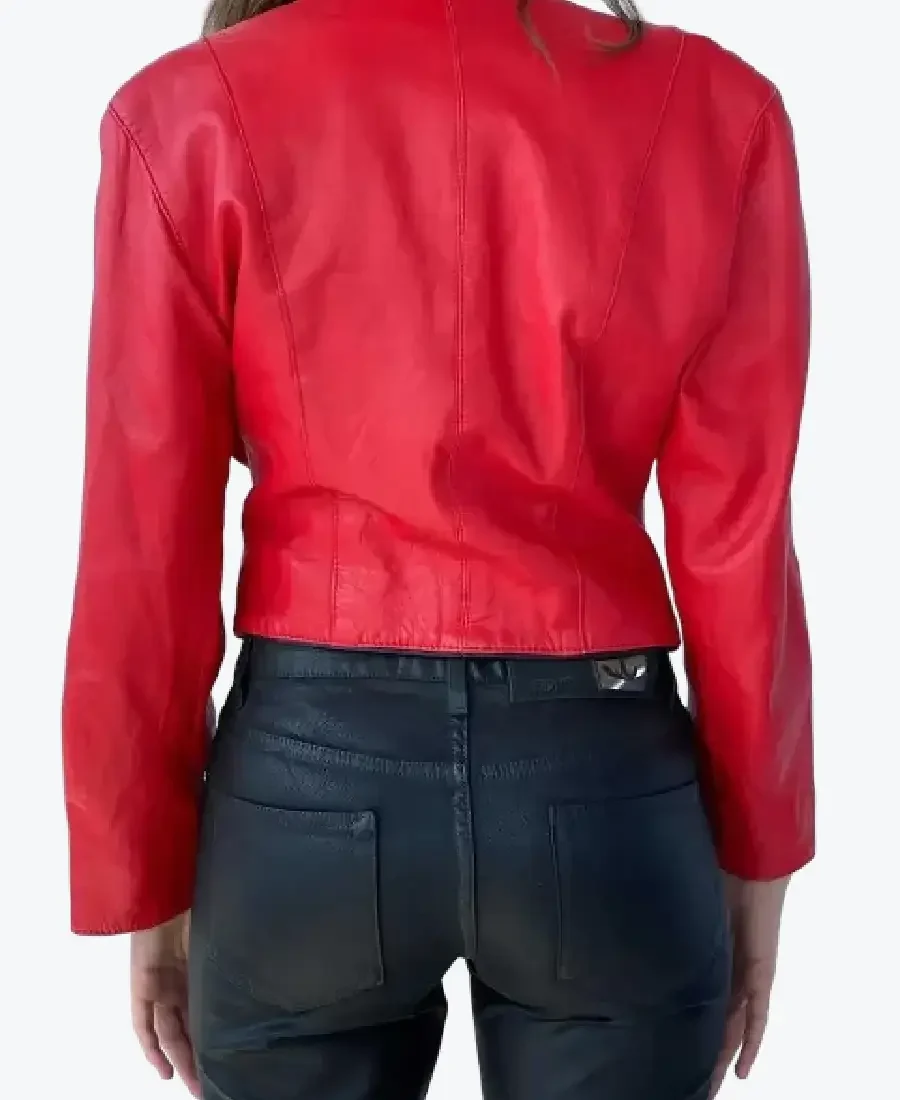 Shop The Women Vintage Red Genuine Leather Jackets Rare Jacket
