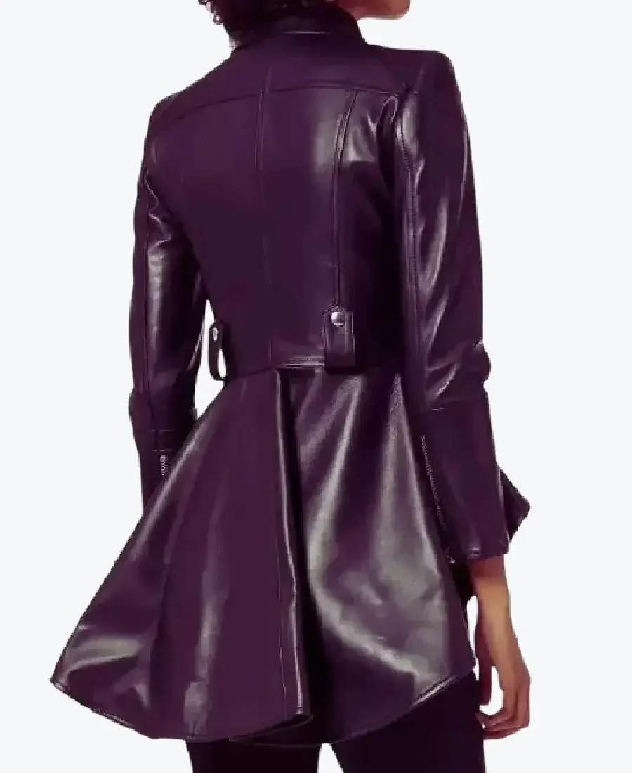 Shop The Women’s Asymmetrical Peplum Purple Leather Jackets Rare Jacket