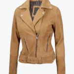 Shop The Women's Brown Asymmetrical Suede Biker Jacket
