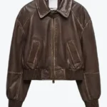 Shop The Womens Brown Leather Bomber Jacket - Rare Jackets