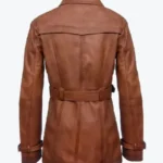 Shop The Women’s Double-Breasted Mid Length Brown Leather Coats Rare Jacket