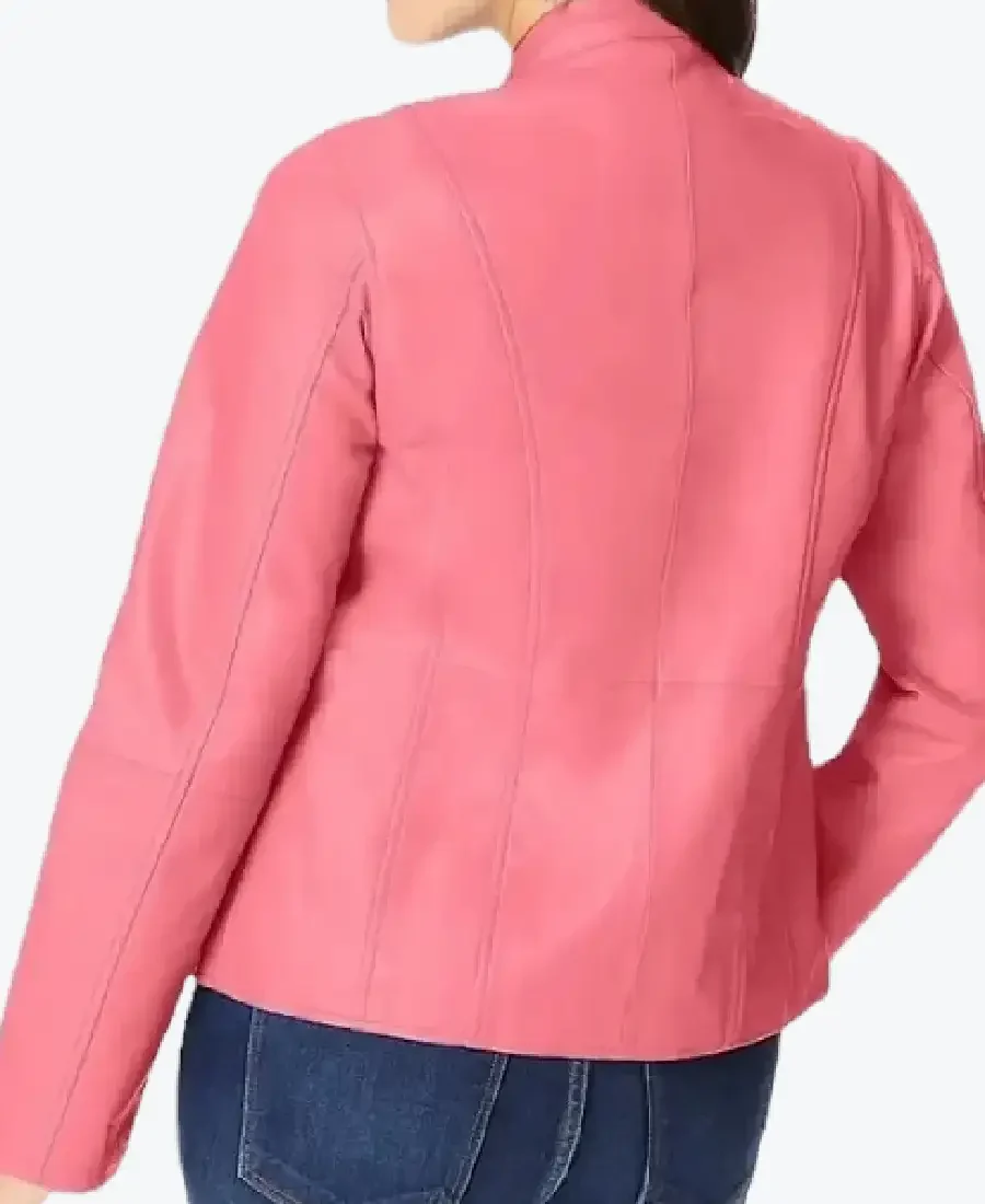 Shop The Women’s Front Pink Zip Leather Jackets Rare Jacket