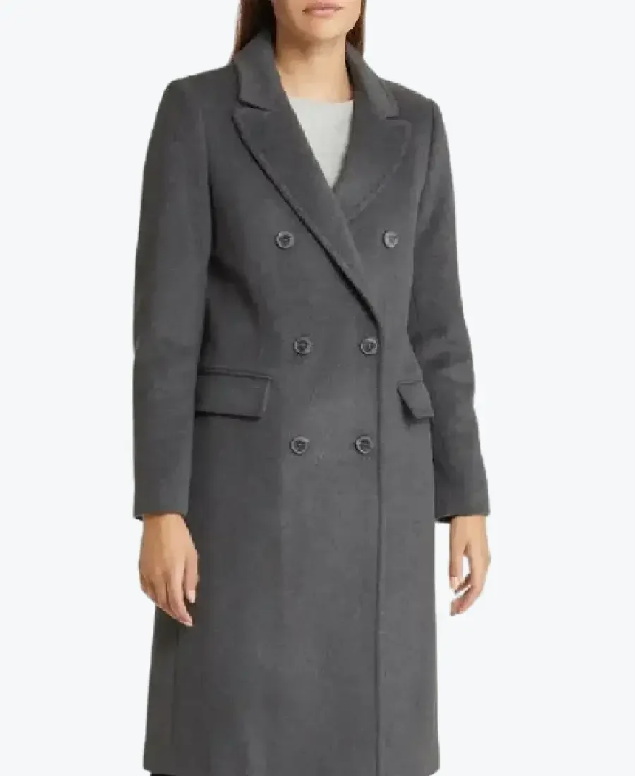 Shop The Womens Grey Double Breasted Wool Long Coat - Rare Jackets