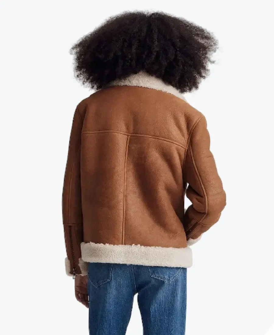 Shop The Women’s Oversized Shearling Brown Aviator Jackets
