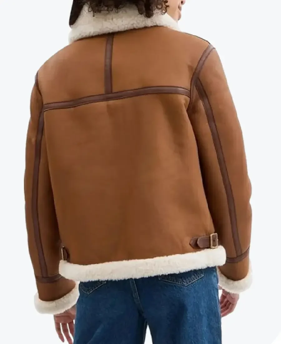 Shop The Women’s Shearling Avaitor Leather Jackets Back