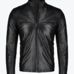 Shop The _Douglas Slim Fit Black Leather Jacket For Men - Rare Jackets