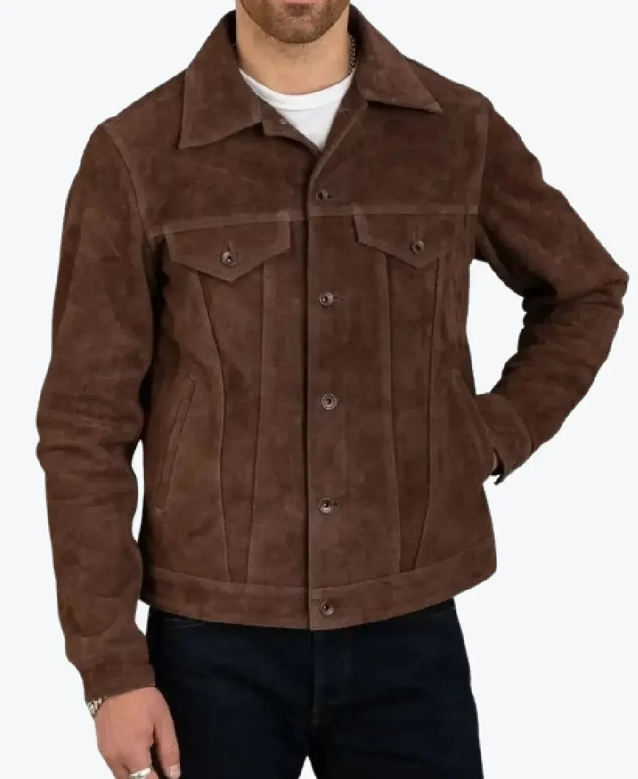 Shop The _Men’s Trucker Dark Brown Suede Jacket - Rare Jackets