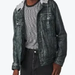 Shop the Crew Denim Leather Jacket With Hood (1) - Rare Jackets