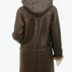 Shop the Women Sheepskin Brown Duffle Coat With Hood Rare Jacket