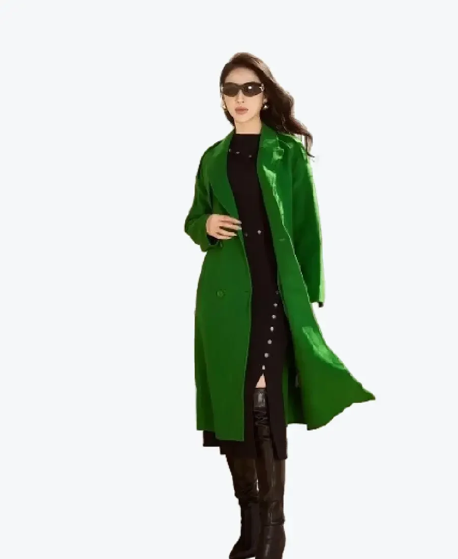 Sixdo Green Peak Lapel Neck Long Coat Side - Rare Jackets