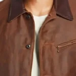 Smith Men’s Brown Vintage Leather Jacket Collar Rare Jacket