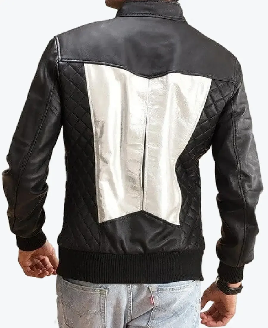 Spade White Black Leather Bomber Jacket Back - Rare Jackets