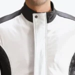 Spade White Black Leather Bomber Jacket Front - Rare Jackets